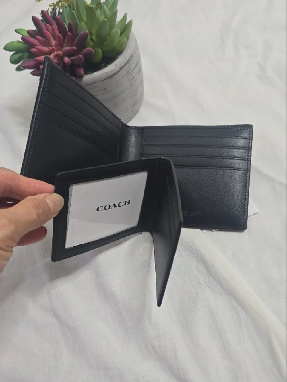 Coach Black Embossed Signature 3 In 1 Leather Bifold Wallet NWT